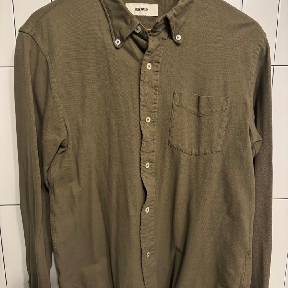 Buck Mason Green Casual Button Down Shirt Relaxed Fit